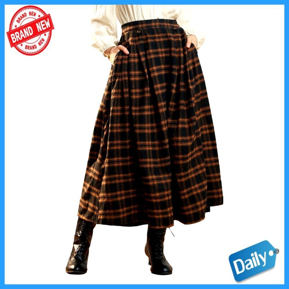 High Waist Maxi Skirt with Pockets, Two-Way Wearing, Elastic Waist